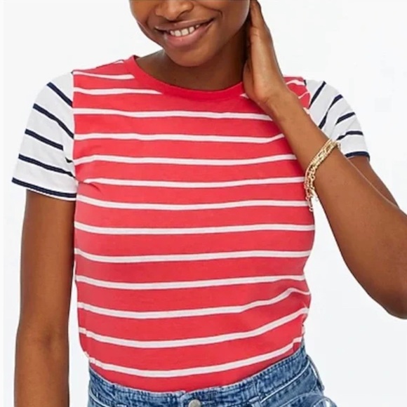J. Crew Tops - J Crew striped vintage slub crewneck tee red stripes